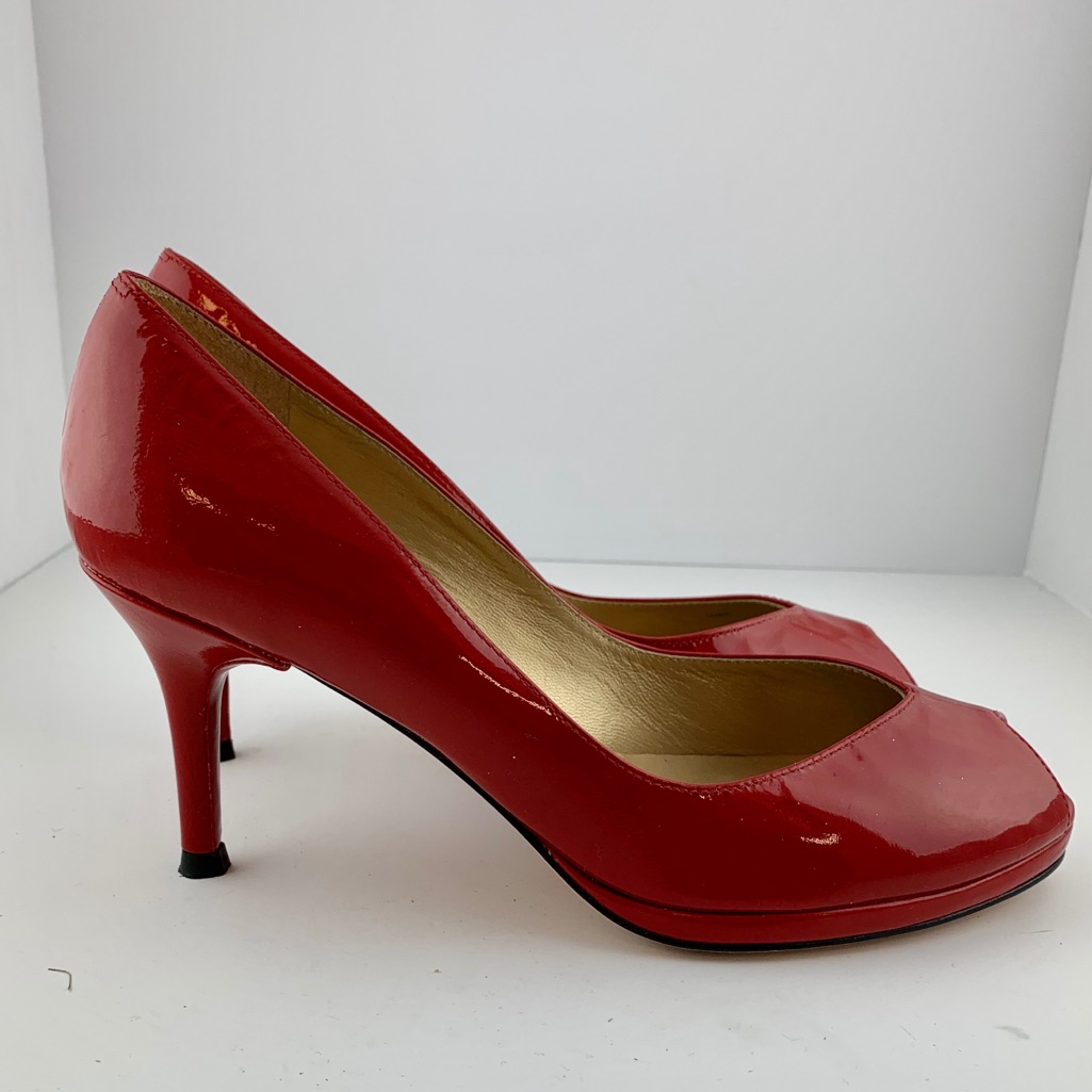 Stuart Weitzman Red Peep Toe Heels Size 8.